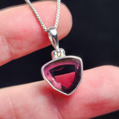 Pink Tourmaline Slice Pendant, Sterling Silver