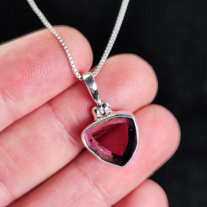 Pink Tourmaline Slice Pendant, Sterling Silver