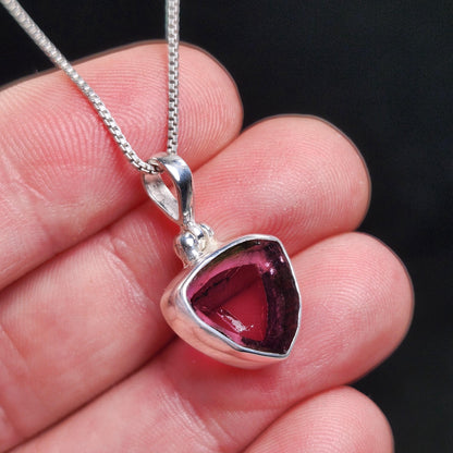 Pink Tourmaline Slice Pendant, Sterling Silver