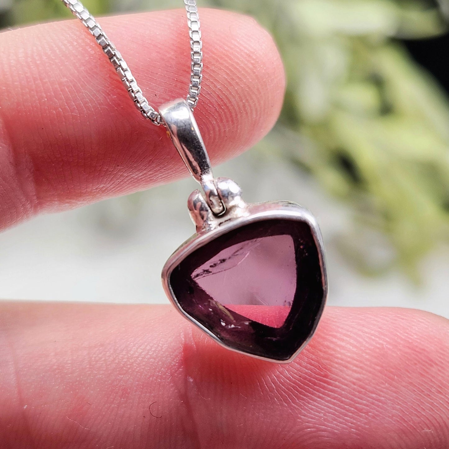 Pink Tourmaline Slice Pendant, Sterling Silver
