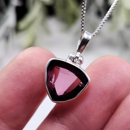 Pink Tourmaline Slice Pendant, Sterling Silver