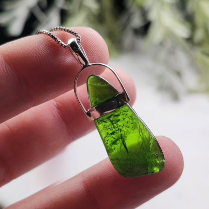 Chrome Diopside Crystal Pendant, Sterling Silver