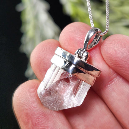Danburite Crystal Pendant, Sterling Silver