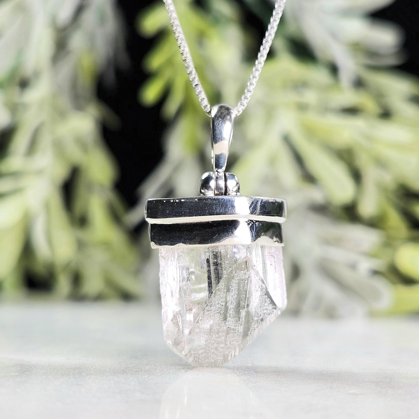 Danburite Crystal Pendant, Sterling Silver