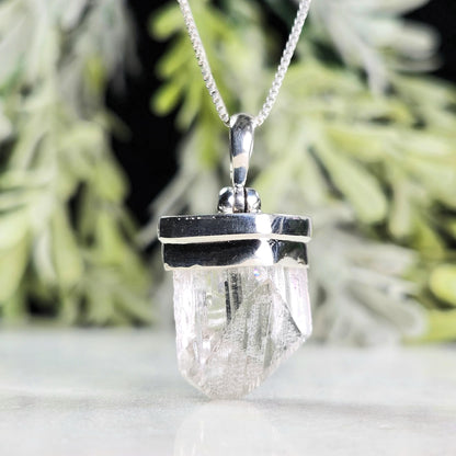 Danburite Crystal Pendant, Sterling Silver