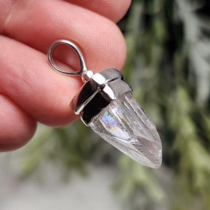 Danburite Crystal Pendant, Sterling Silver