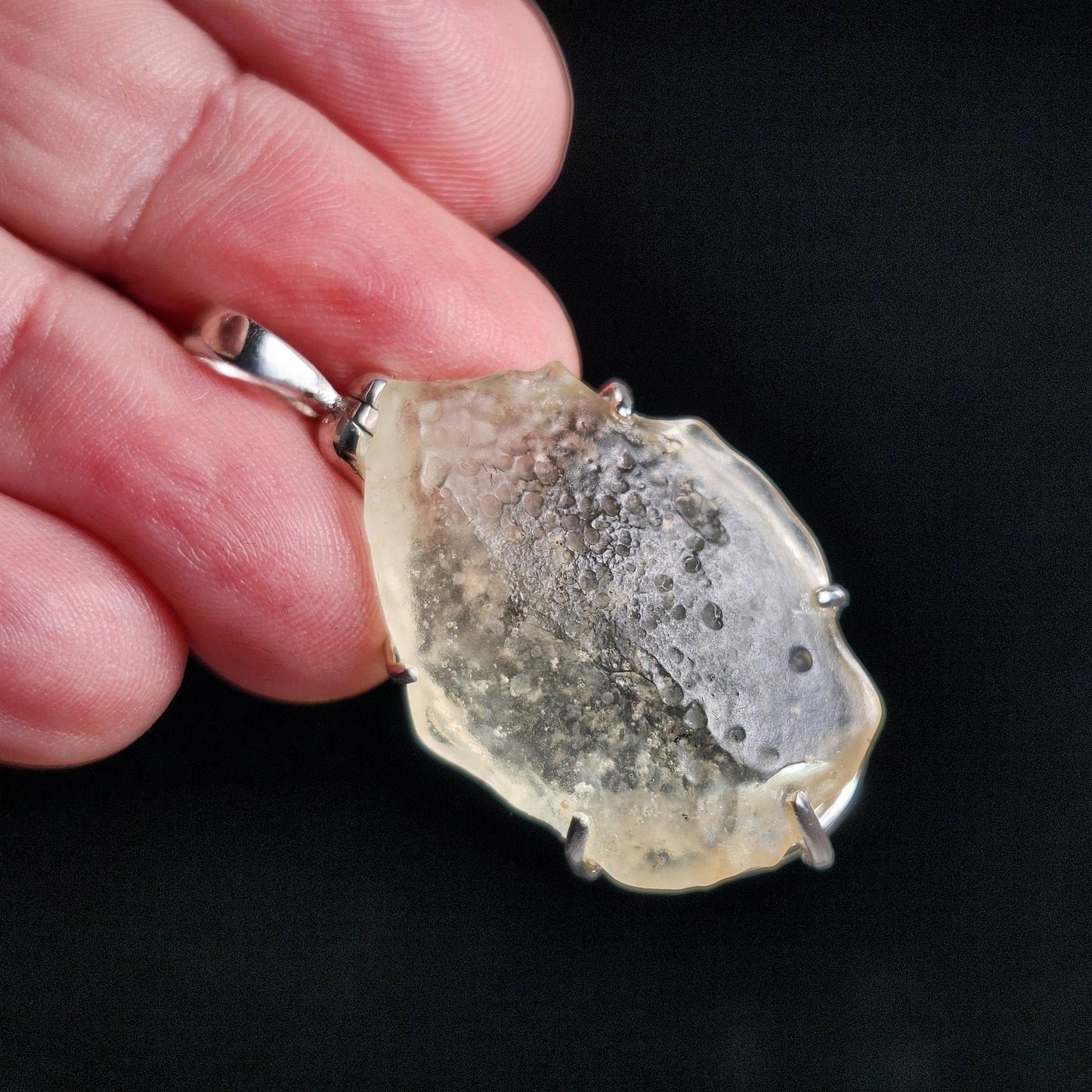 Libyan Desert Glass Pendant, Sterling Silver