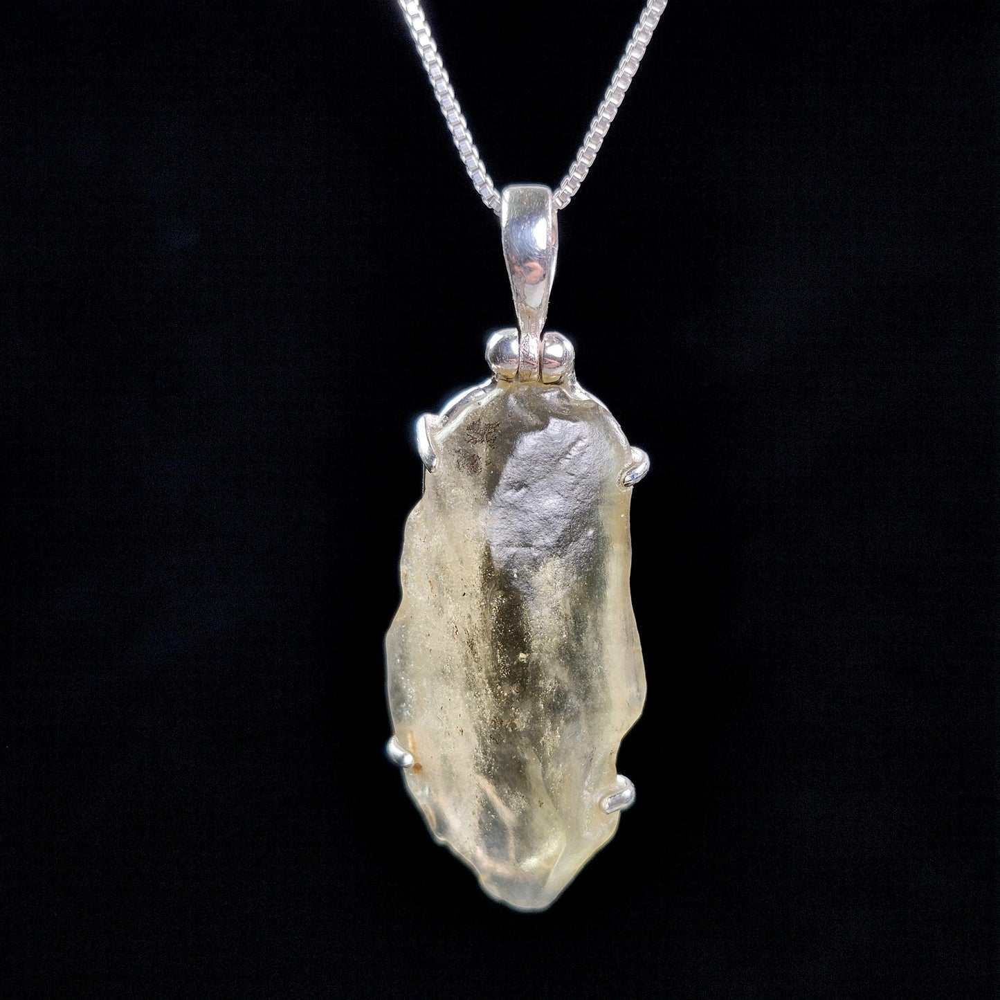 Libyan Desert Glass Pendant, Sterling Silver