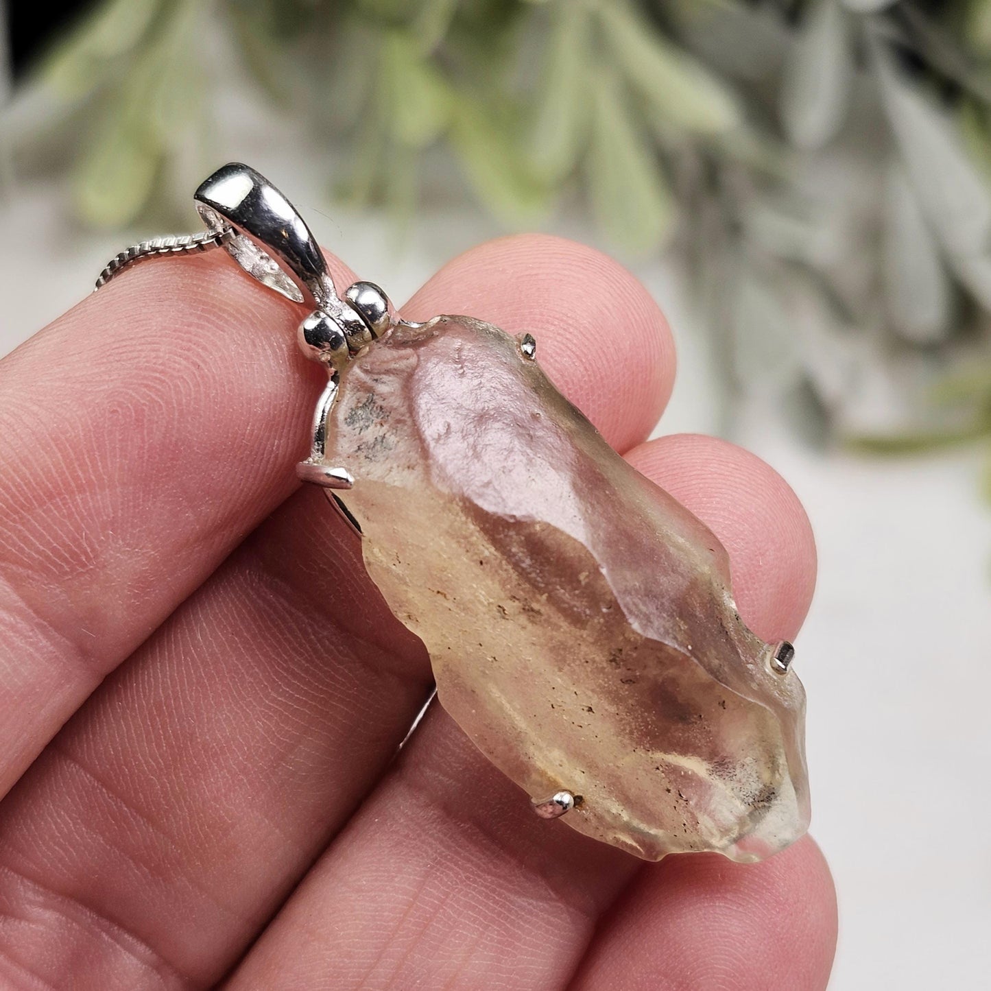 Libyan Desert Glass Pendant, Sterling Silver