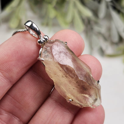 Libyan Desert Glass Pendant, Sterling Silver