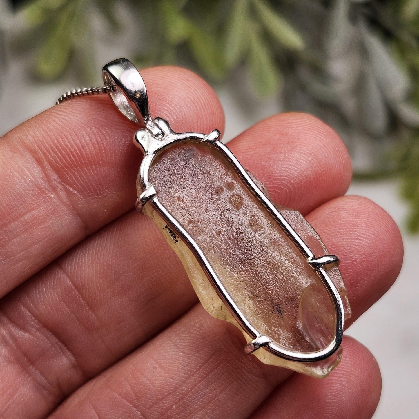 Libyan Desert Glass Pendant, Sterling Silver