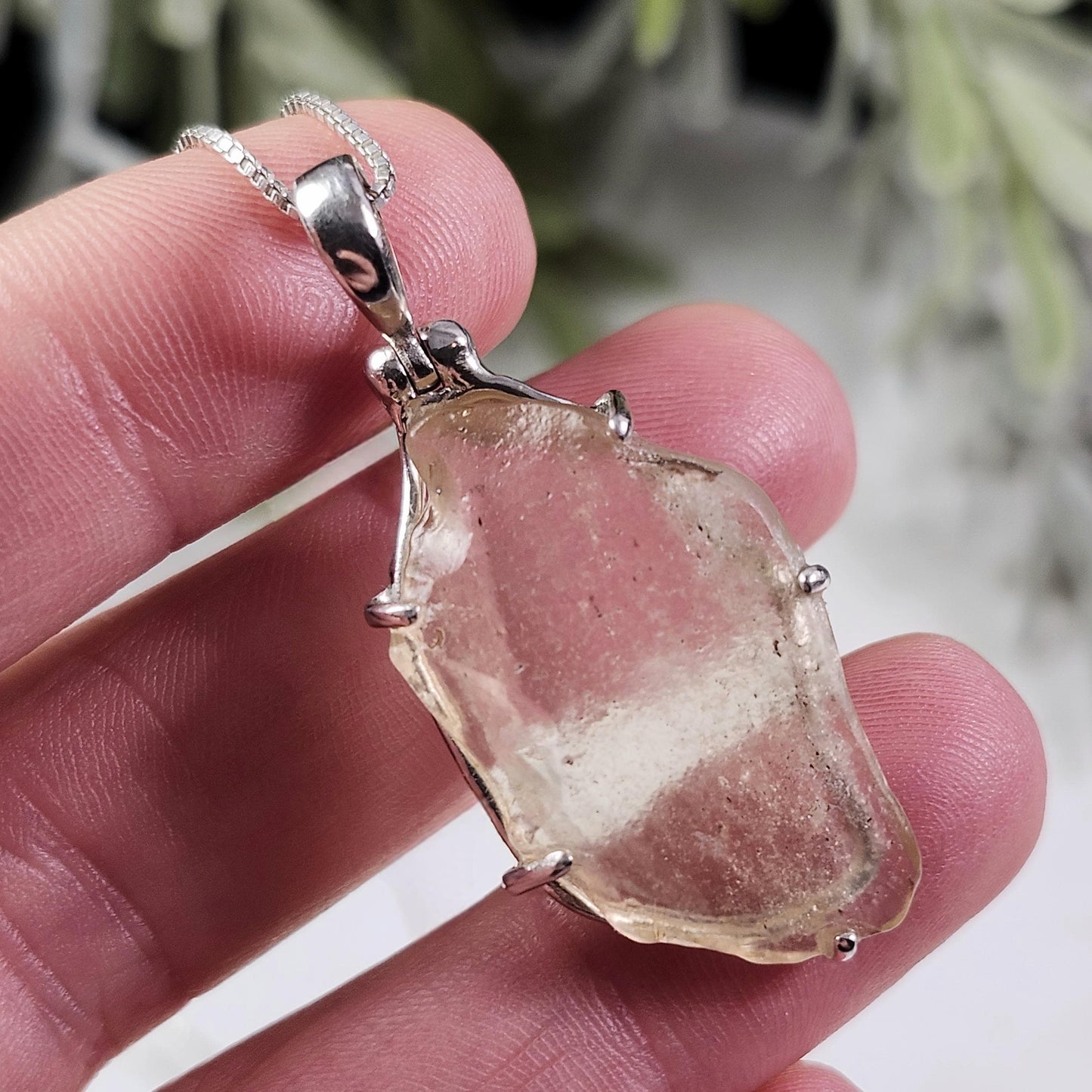 Libyan Desert Glass Pendant, Sterling Silver