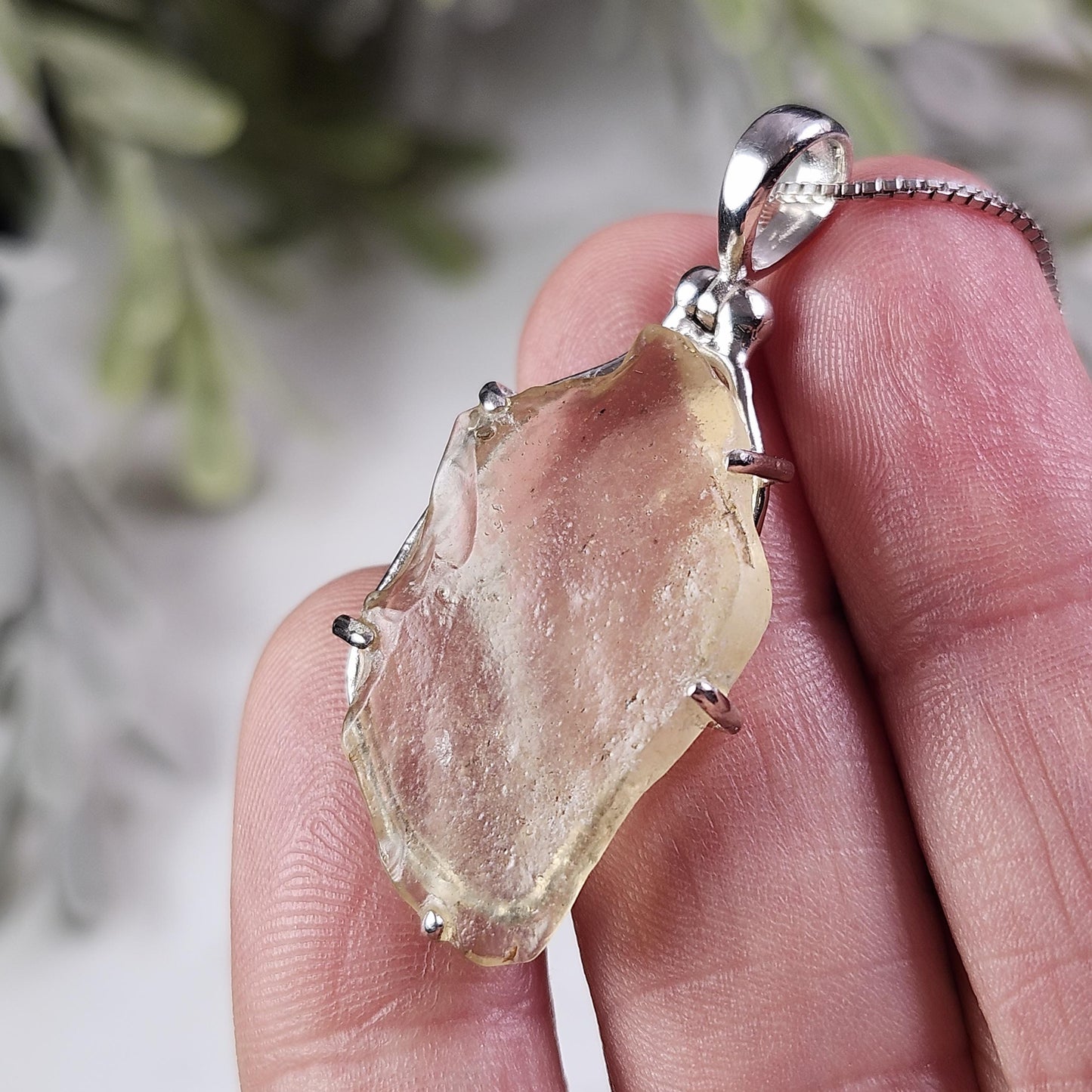 Libyan Desert Glass Pendant, Sterling Silver