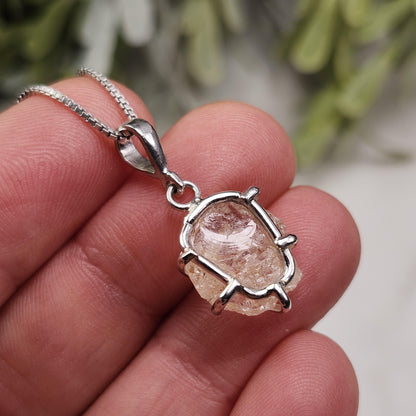 Clear Phenacite Pendant, Sterling Silver