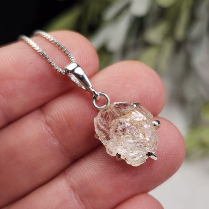 Clear Phenacite Pendant, Sterling Silver