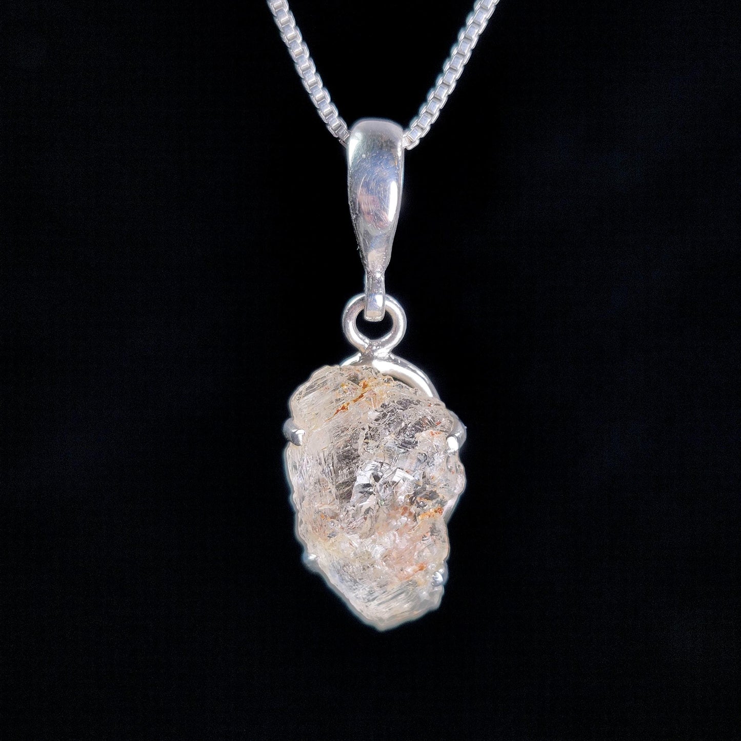 Etched Phenacite Pendant, Sterling Silver