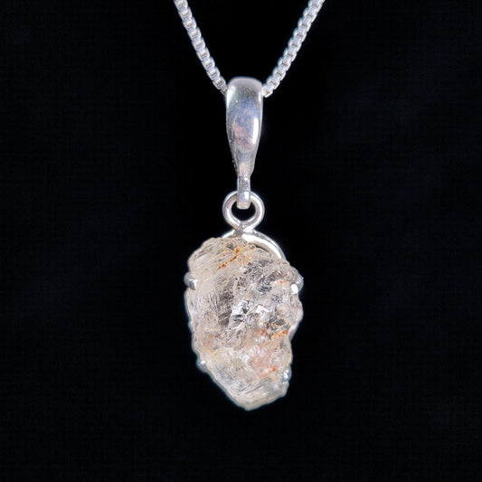 Etched Phenacite Pendant, Sterling Silver