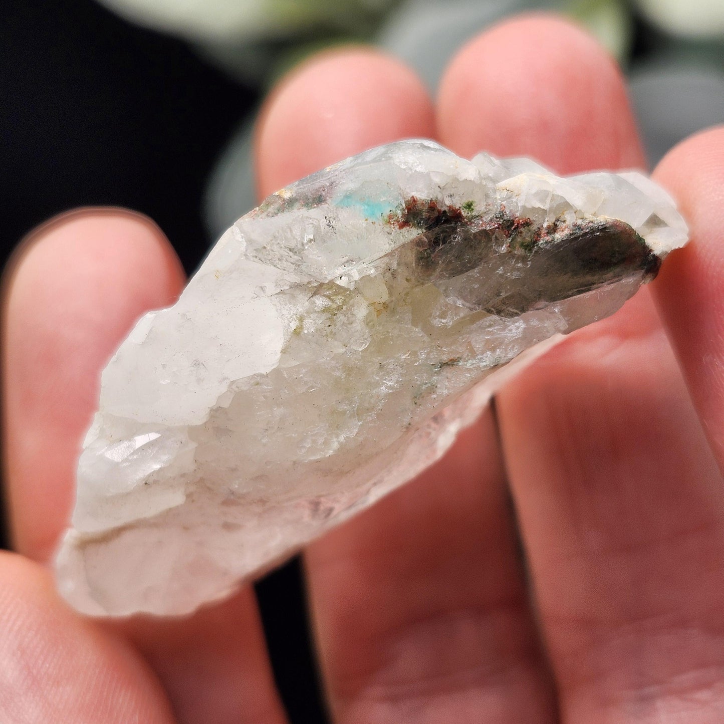 Ajoite Phantom in Quartz Crystal 21.13g, RARE Ajoite in Quartz Stone, Ajoite Specimen from Messina Mine South Africa