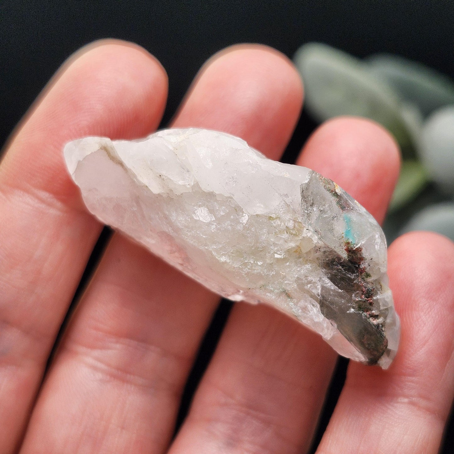 Ajoite Phantom in Quartz Crystal 21.13g, RARE Ajoite in Quartz Stone, Ajoite Specimen from Messina Mine South Africa