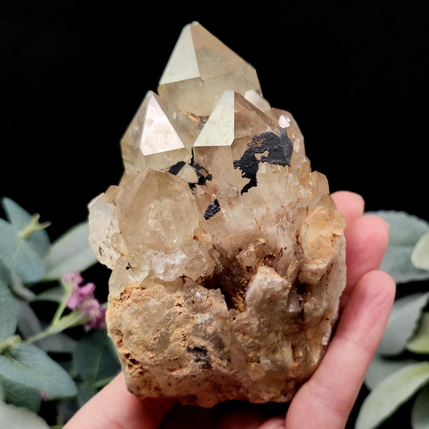 Kundalini Quartz, Natural Congo Citrine Cluster 499g, Smoky Citrine