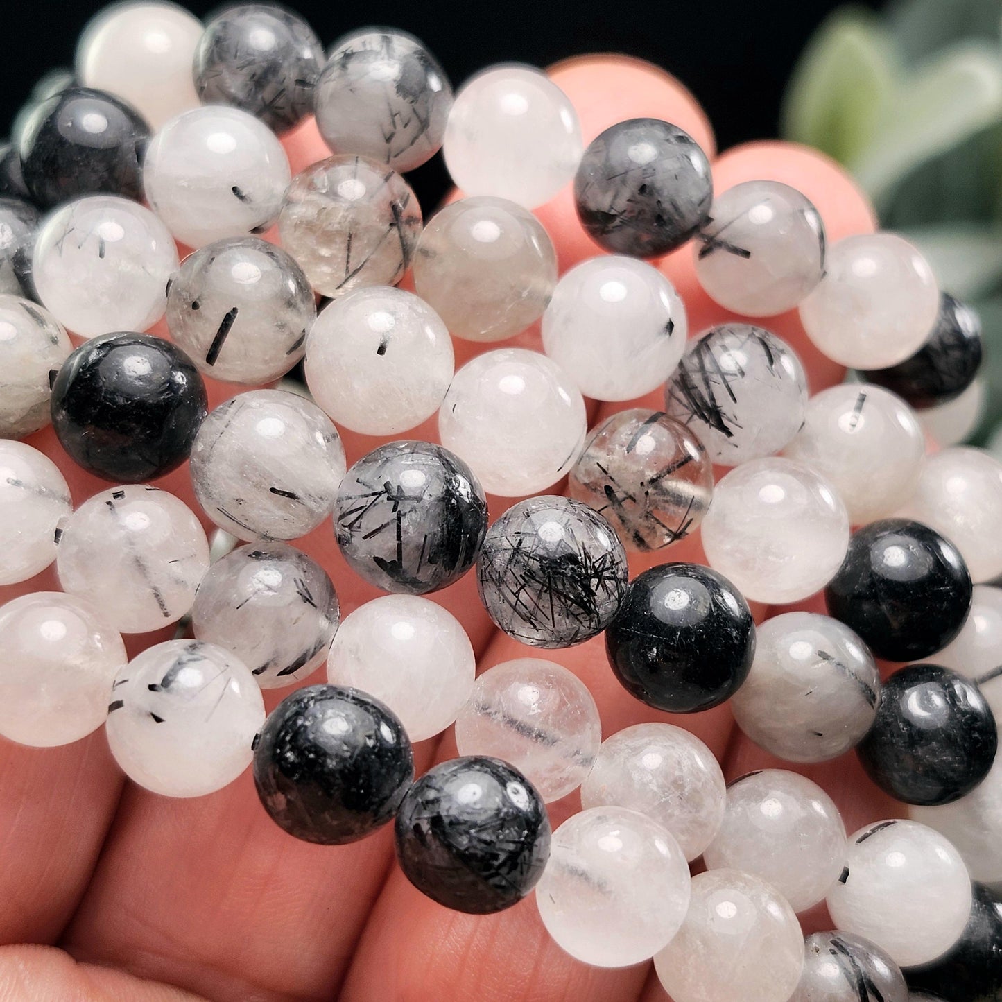 Black Tourmaline in Quartz Bracelet