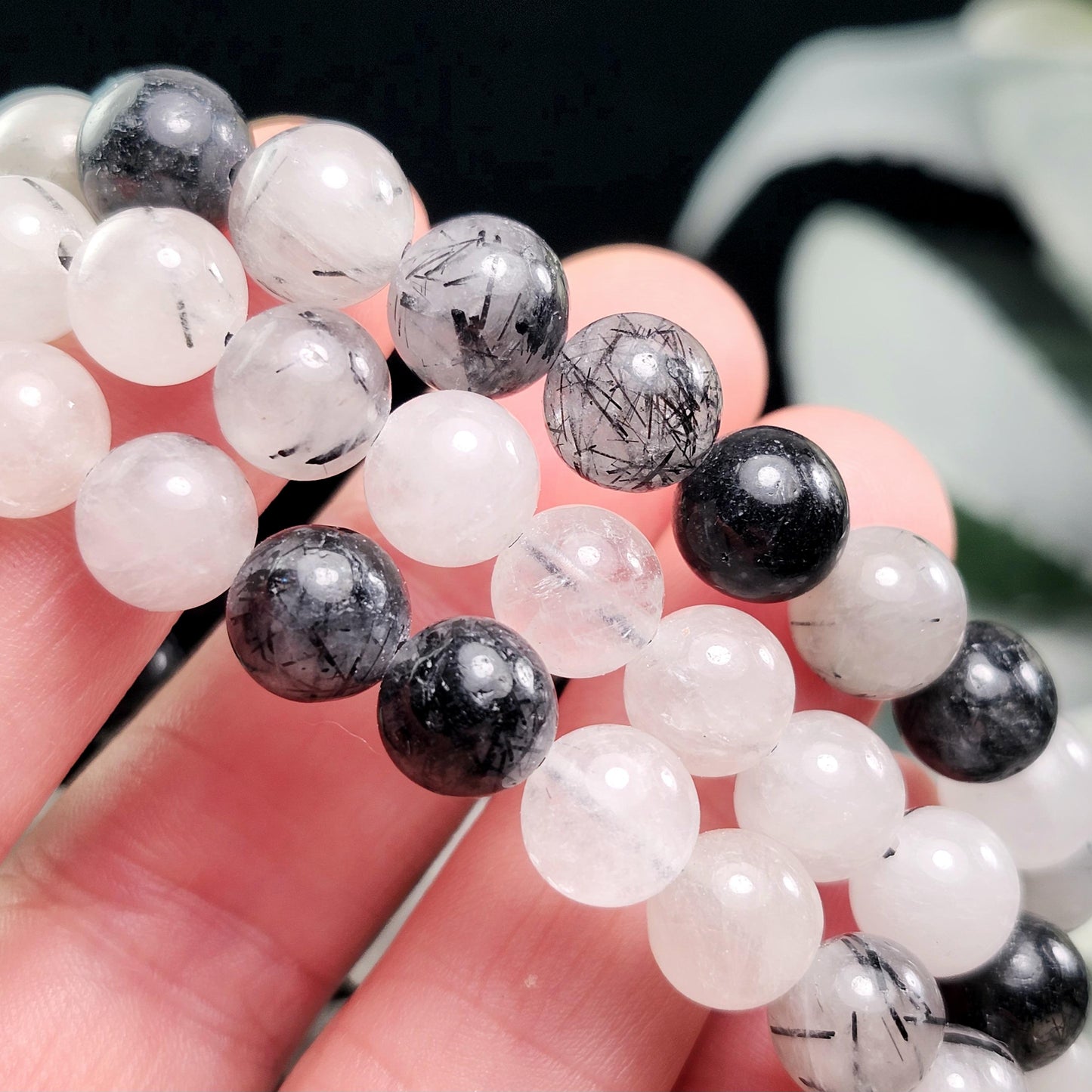 Black Tourmaline in Quartz Bracelet