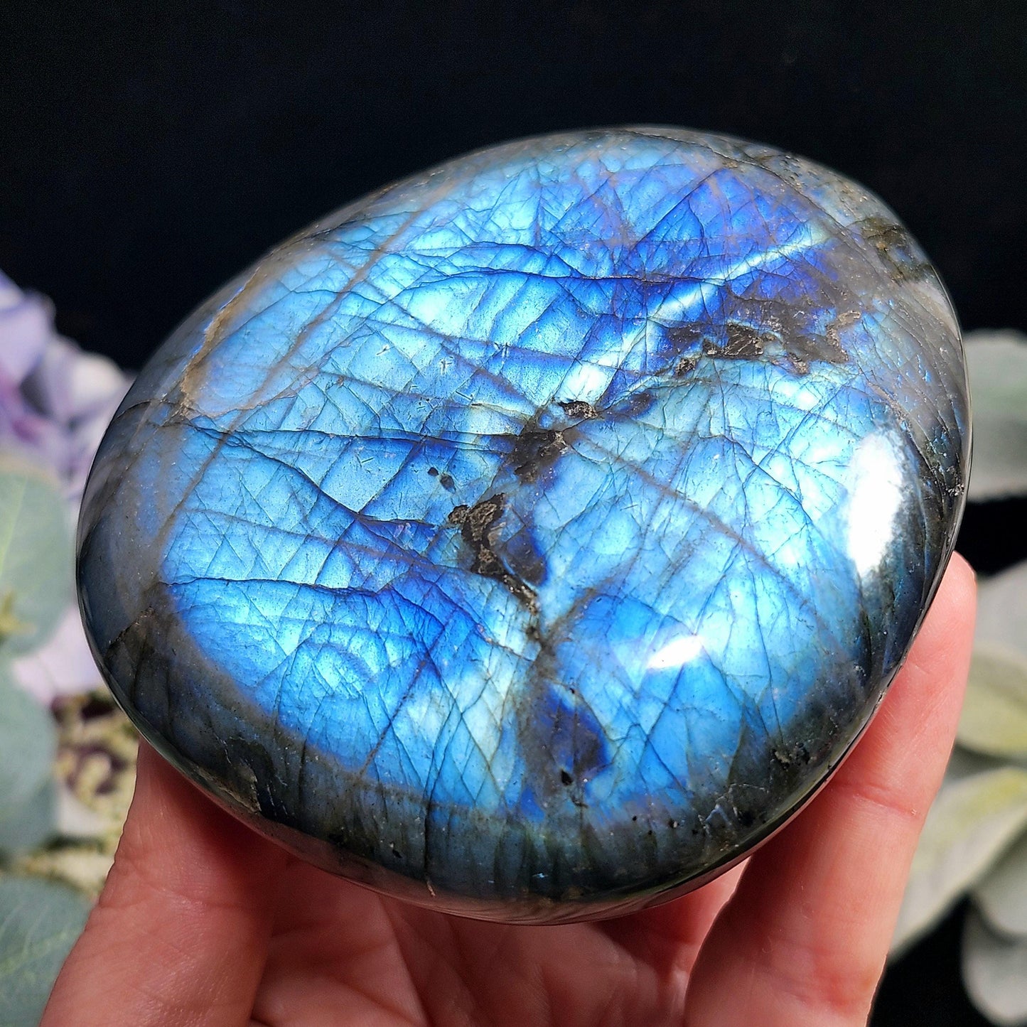 LARGE Labradorite Palm Stone 402g, Polished Labradorite Specimen, High Quality Labradorite Crystal