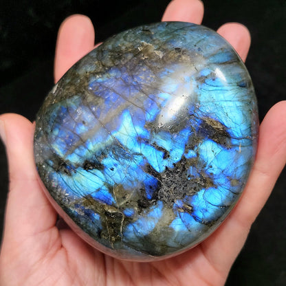 LARGE Labradorite Palm Stone 402g, Polished Labradorite Specimen, High Quality Labradorite Crystal