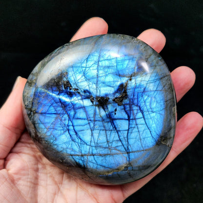 LARGE Labradorite Palm Stone 402g, Polished Labradorite Specimen, High Quality Labradorite Crystal