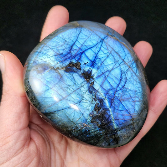LARGE Labradorite Palm Stone 402g, Polished Labradorite Specimen, High Quality Labradorite Crystal