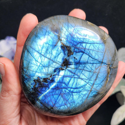 LARGE Labradorite Palm Stone 402g, Polished Labradorite Specimen, High Quality Labradorite Crystal