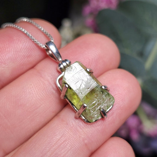 Terminated Peridot Pendant, Sterling Silver