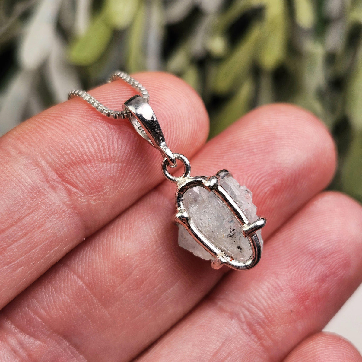 Blue Euclase Pendant, Sterling Silver Brazilian Euclase Crystal Necklace, Rare Jewelry