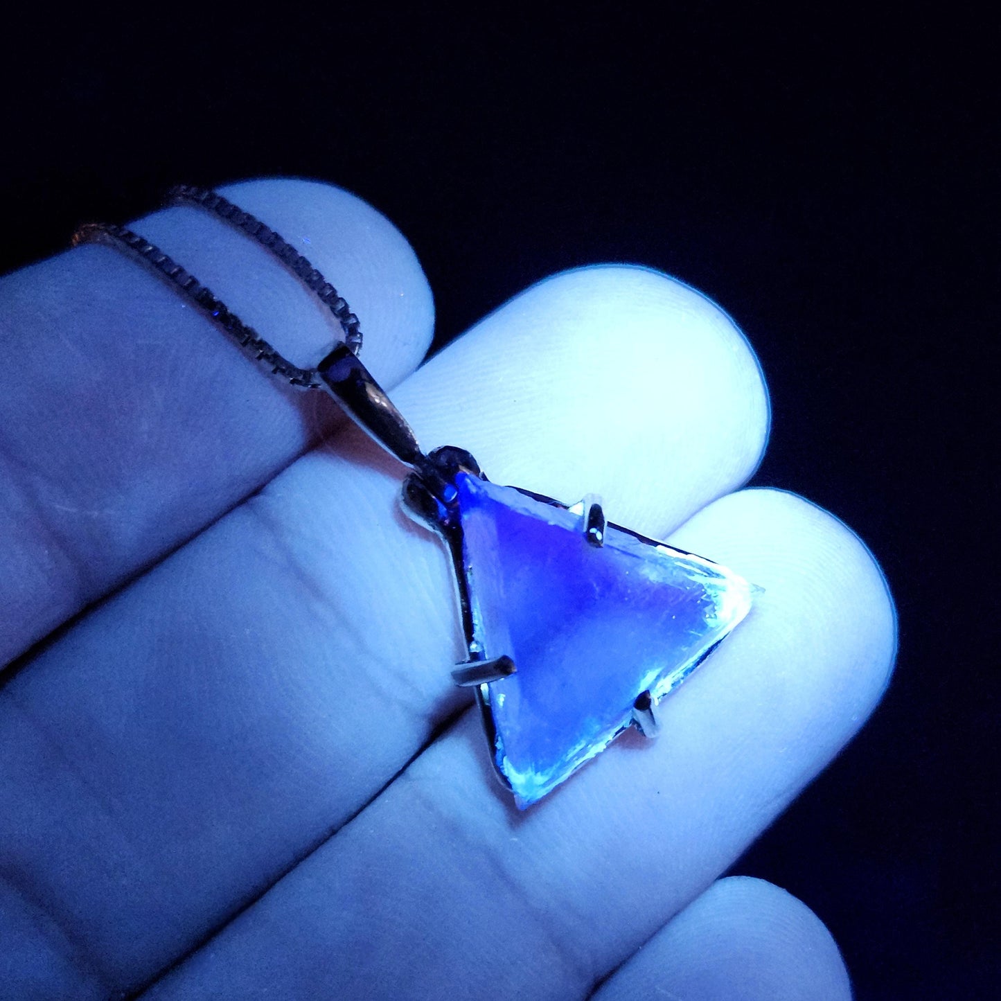 UV Bingham Blue Fluorite Pendant, Sterling Silver