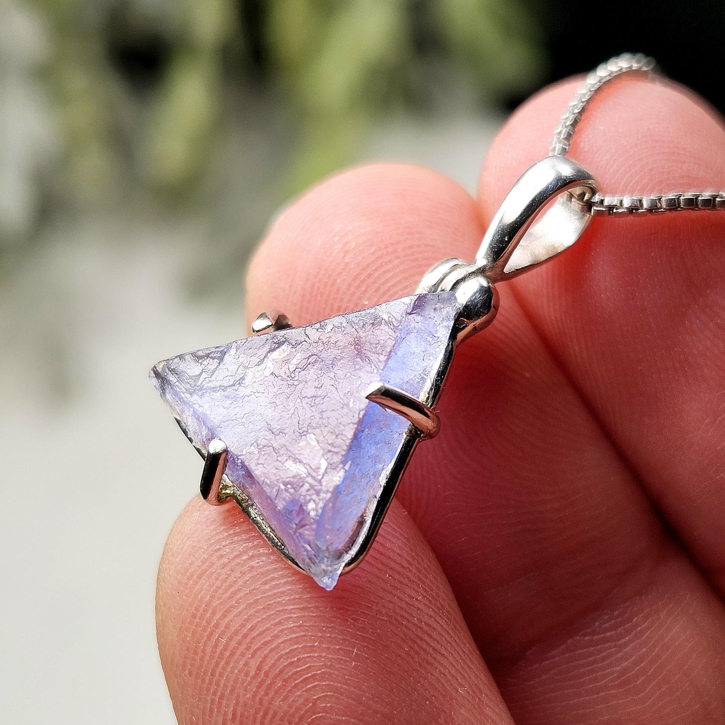 UV Bingham Blue Fluorite Pendant, Sterling Silver