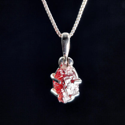 Etched Garnet Pendant, Sterling Silver