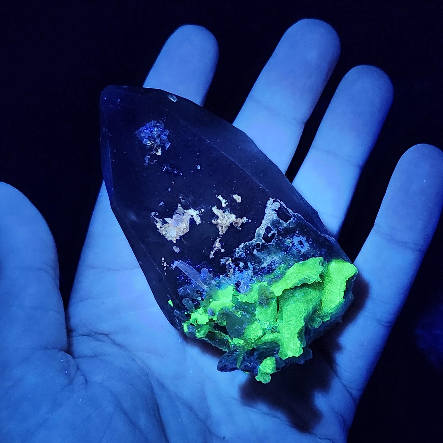 Hyalite Opal on Smoky Quartz Crystal 129.9g, Namibian Crystal Specimen