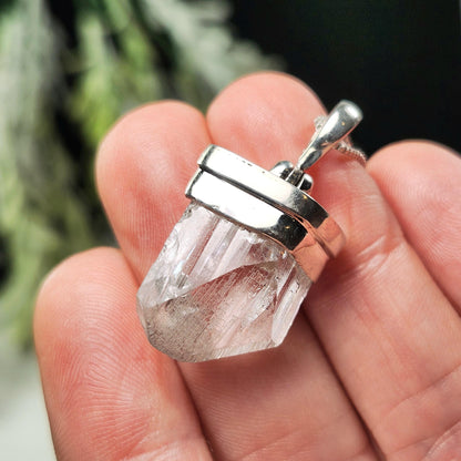 Danburite Crystal Pendant, Sterling Silver