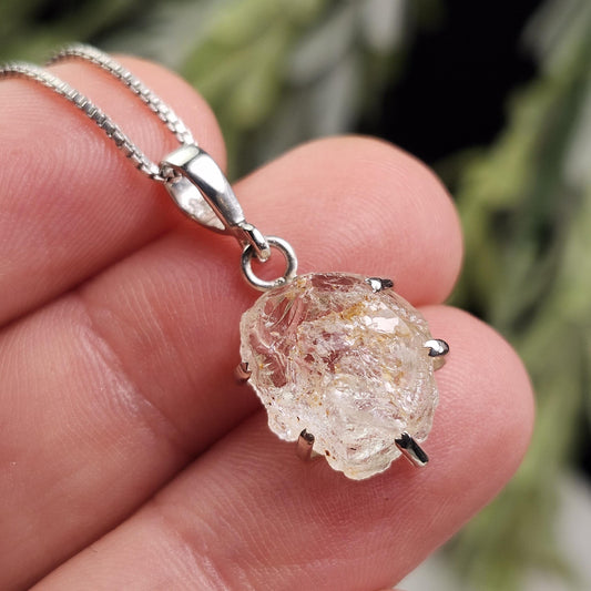 Clear Phenacite Pendant, Sterling Silver