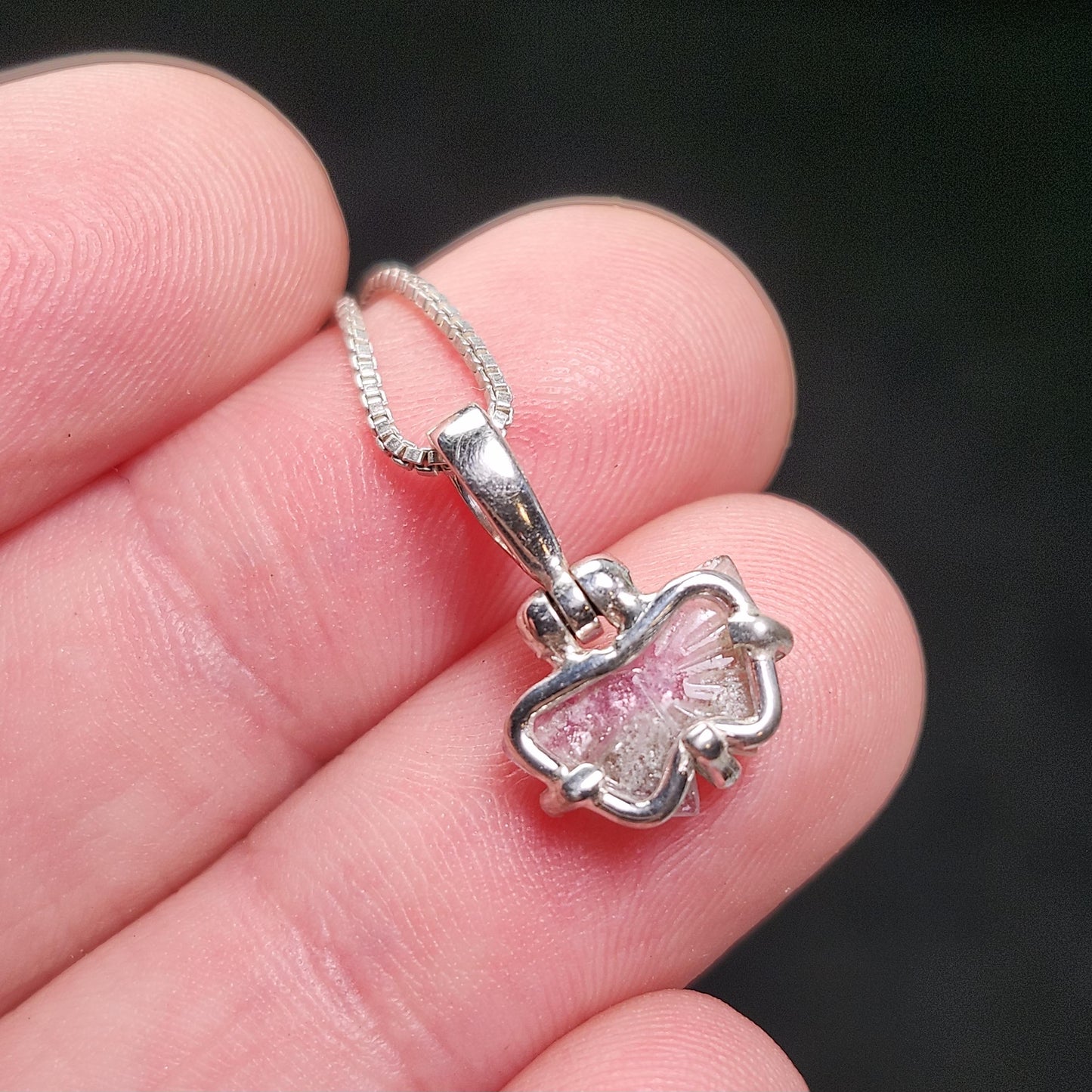 Watermelon Tourmaline Butterfly Pendant, Sterling Silver