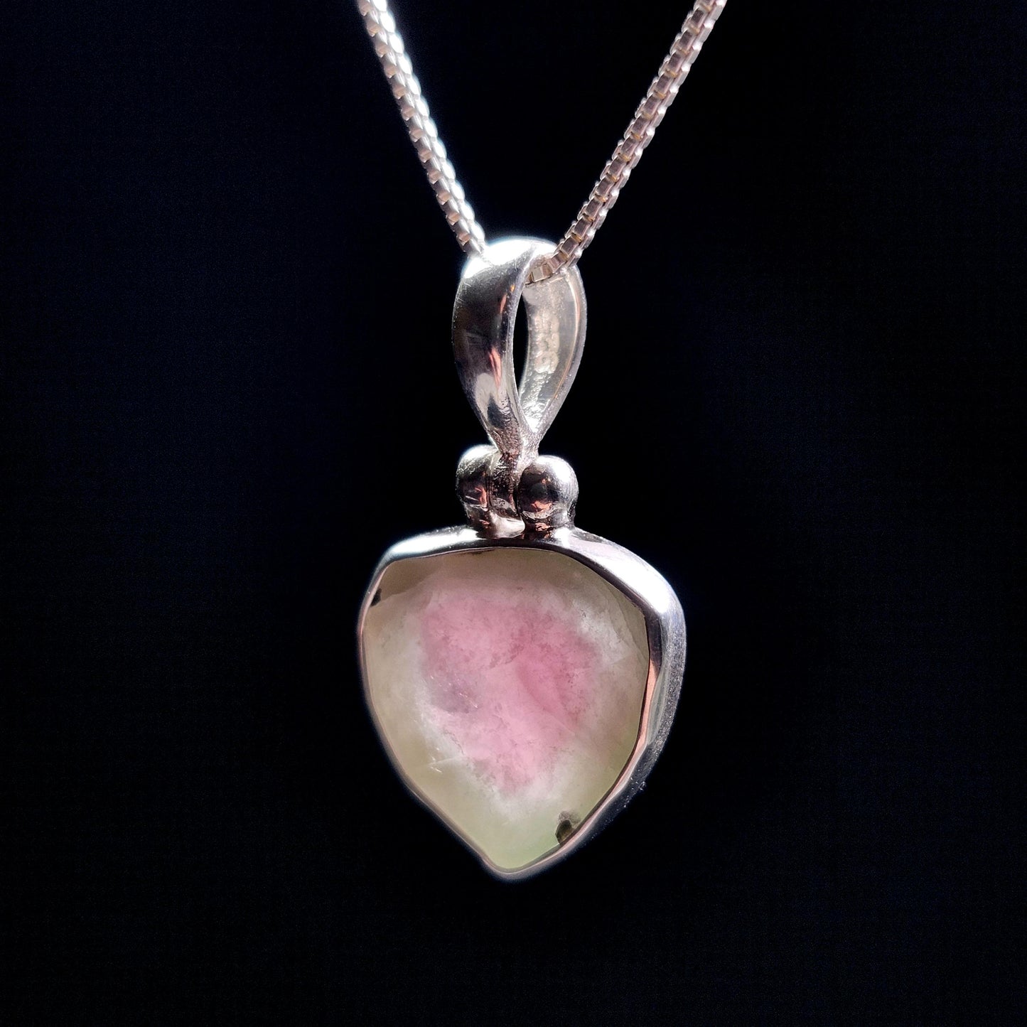 Watermelon Tourmaline Pendant, Sterling Silver