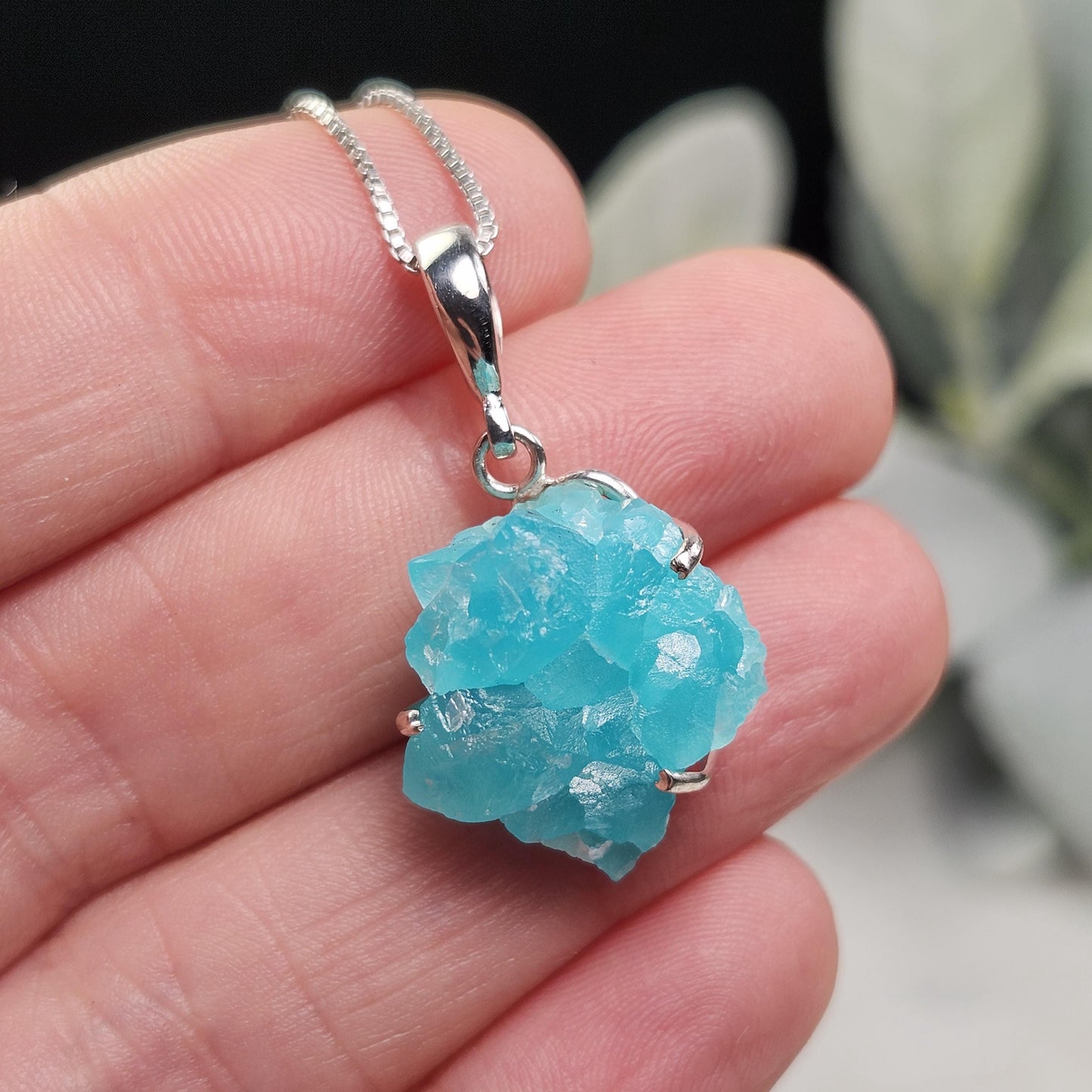 Smithsonite Crystal Pendant, Sterling Silver