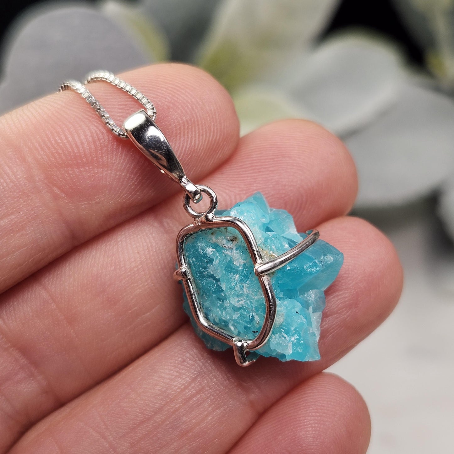 Smithsonite Crystal Pendant, Sterling Silver