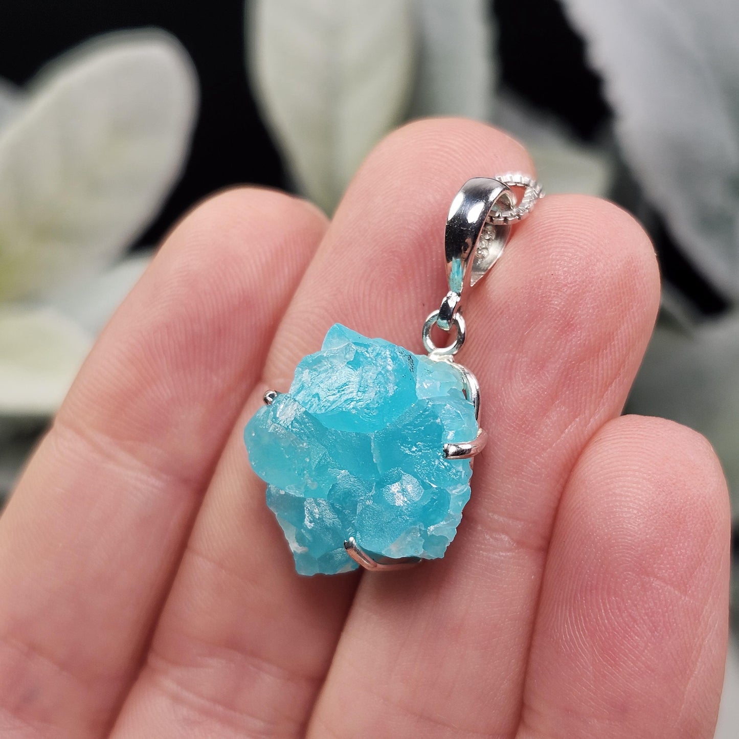 Smithsonite Crystal Pendant, Sterling Silver