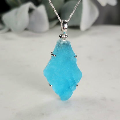 Blue Hemimorphite Pendant, Sterling Silver