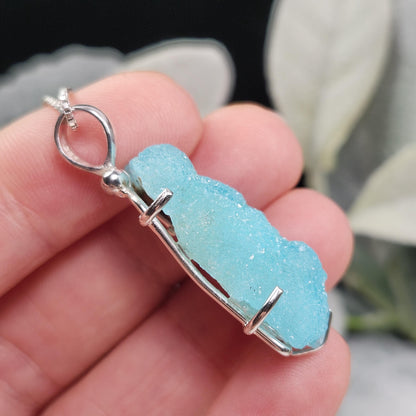 Blue Hemimorphite Pendant, Sterling Silver