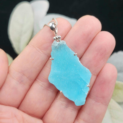 Blue Hemimorphite Pendant, Sterling Silver