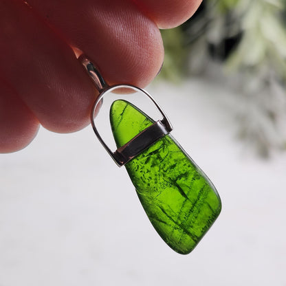 Chrome Diopside Crystal Pendant, Sterling Silver