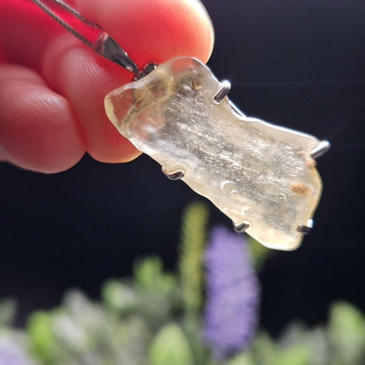 Libyan Desert Glass Pendant, Sterling Silver