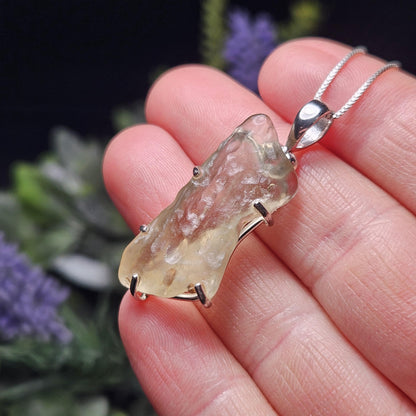 Libyan Desert Glass Pendant, Sterling Silver